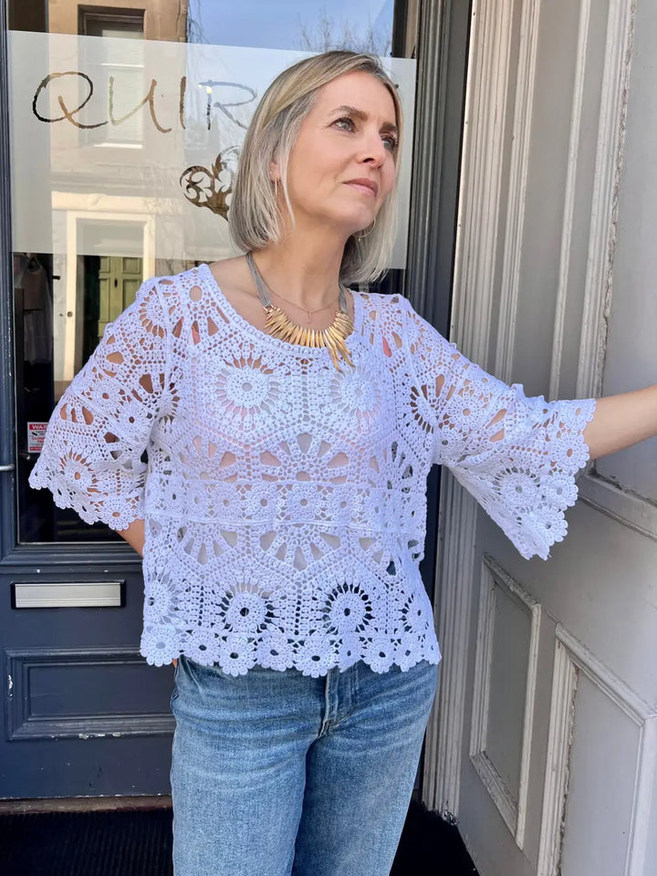 Saskia Crochet With Vest WHITE