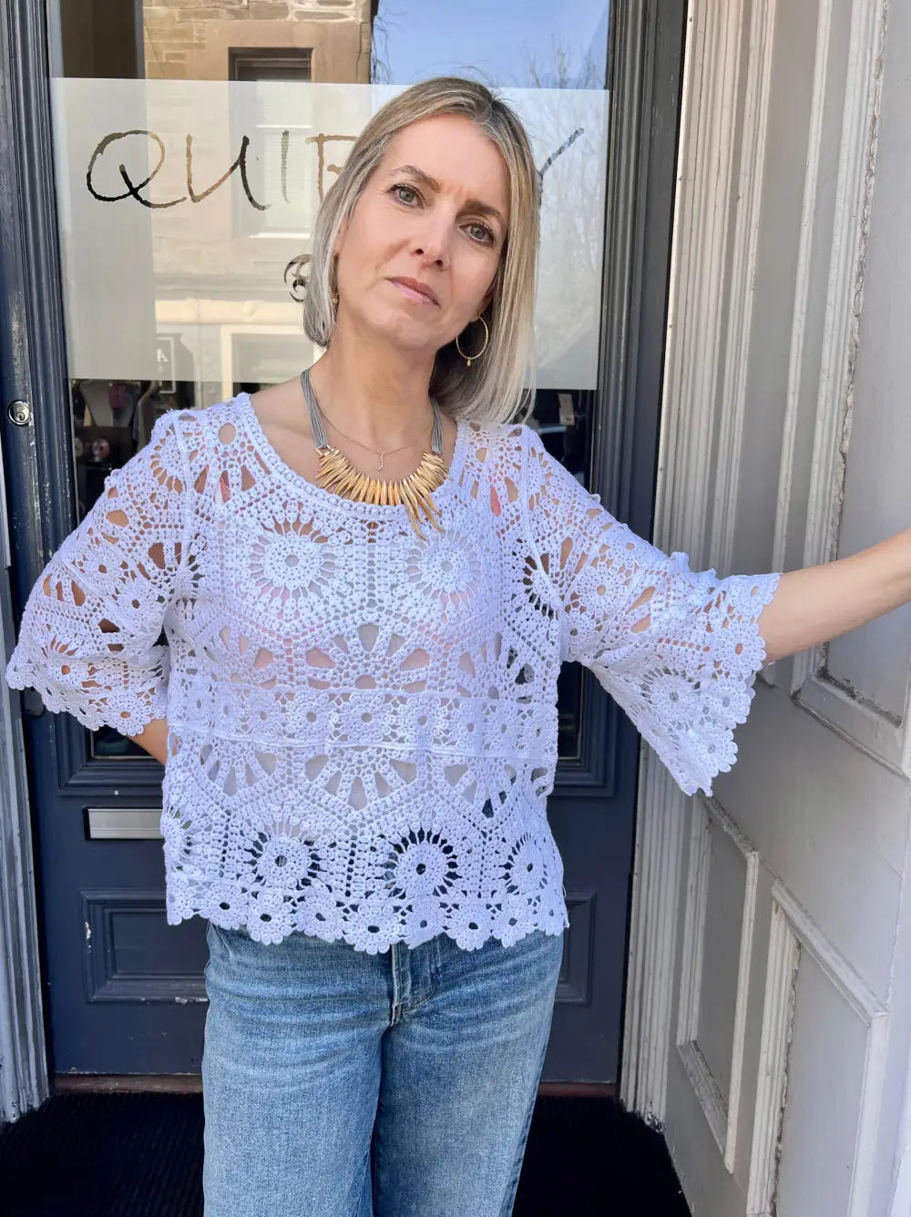 Saskia Crochet With Vest WHITE