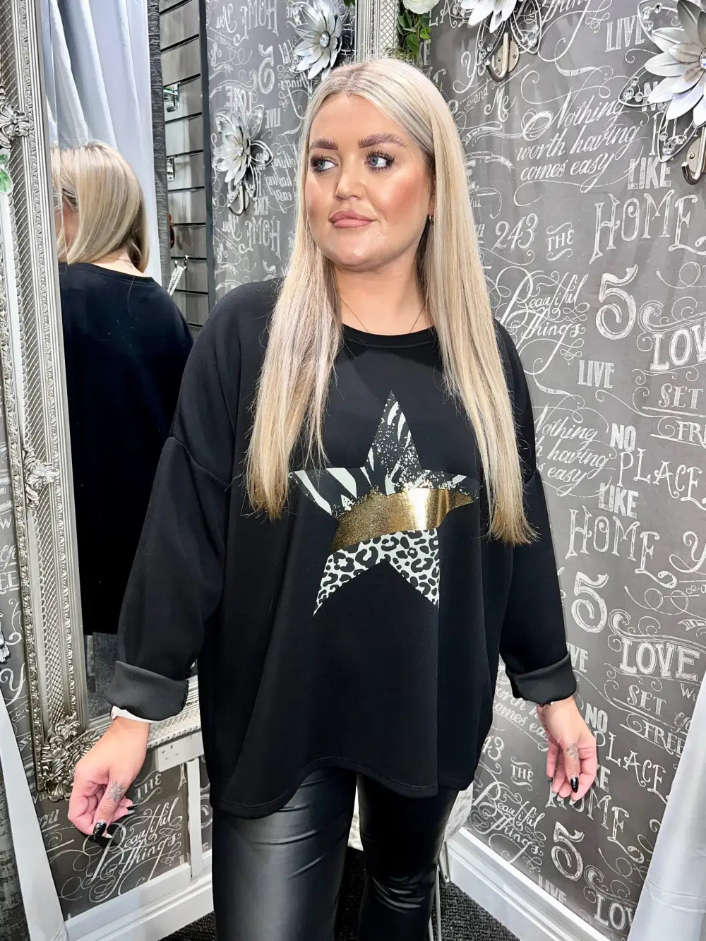 Scarlett Foil Star Top BLACK