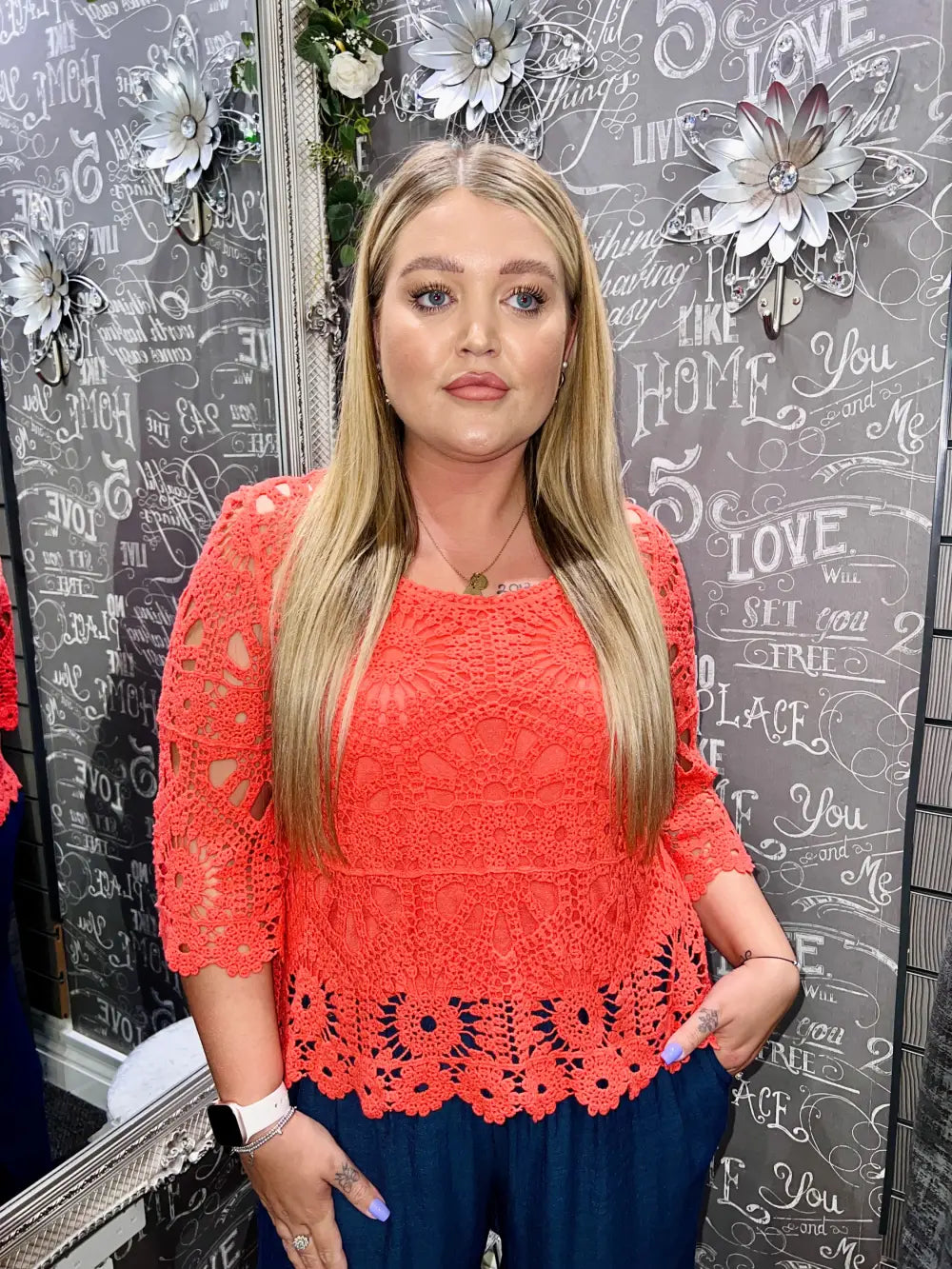 Selena Crochet Top with Vest CORAL