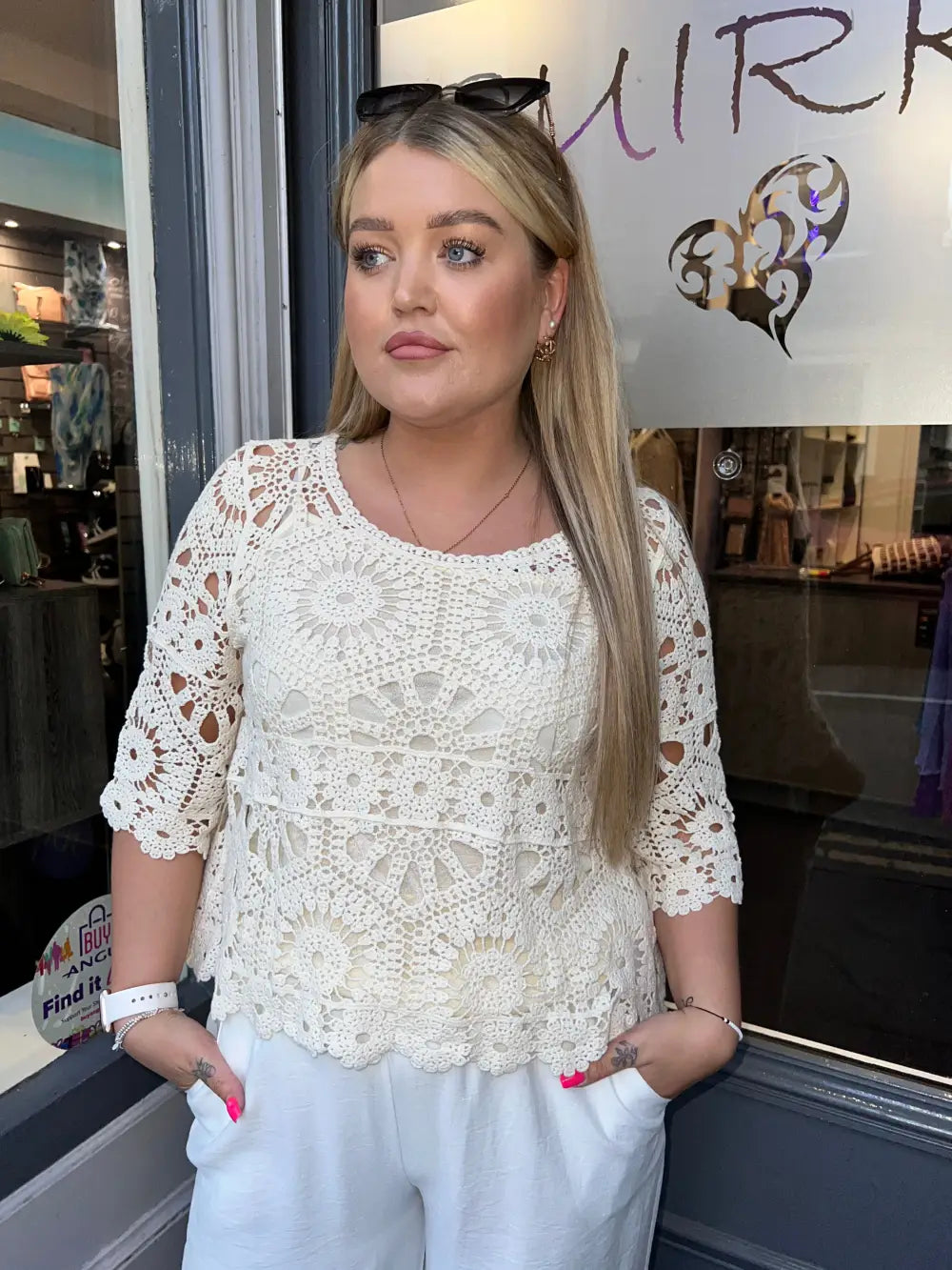 Selena Crochet Top with Vest CREAM