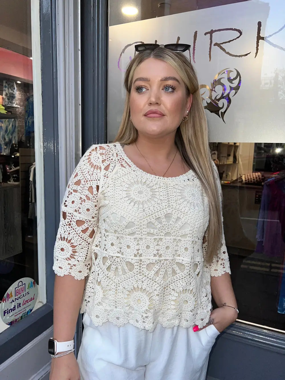 Selena Crochet Top with Vest CREAM