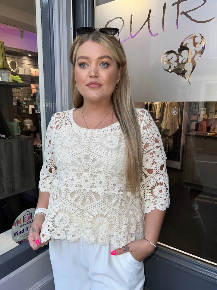 Selena Crochet Top with Vest CREAM