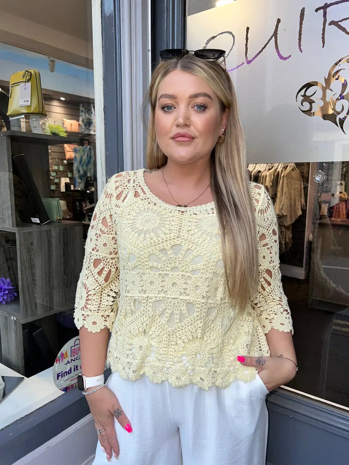 Selena Crochet Top with Vest LEMON