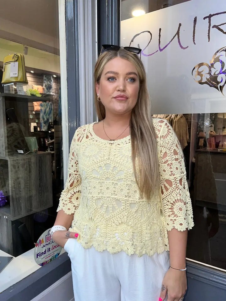 Selena Crochet Top with Vest LEMON