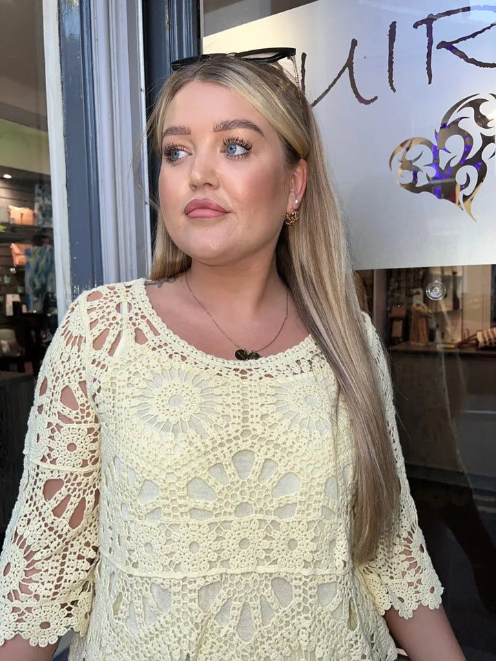 Selena Crochet Top with Vest LEMON