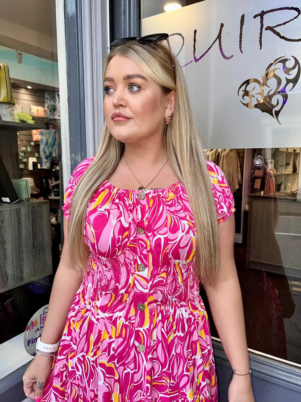 Serilla Leaf Design Midi Dress CERISE