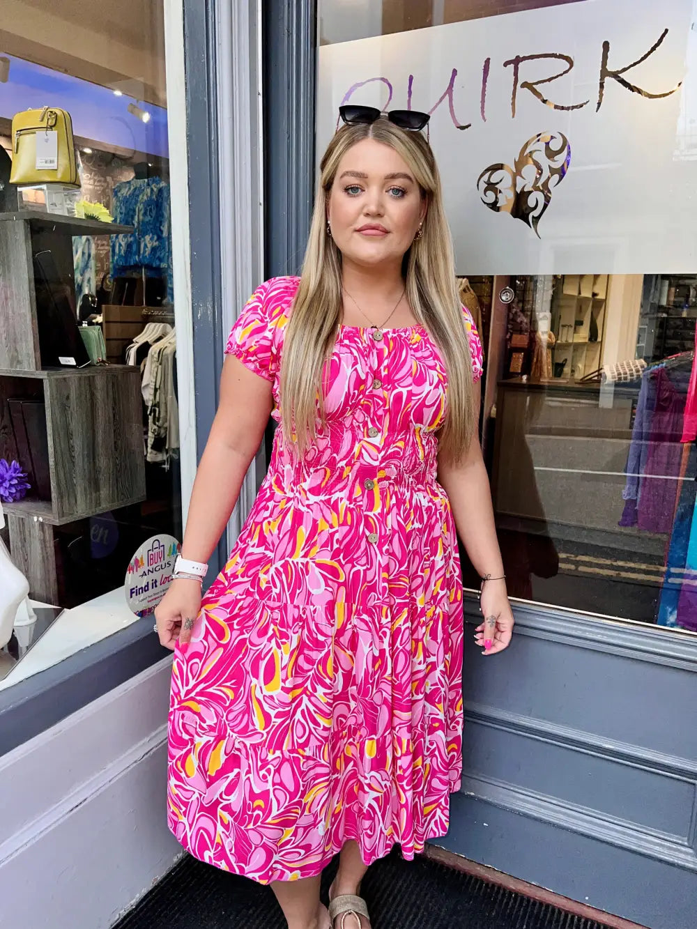 Serilla Leaf Design Midi Dress CERISE