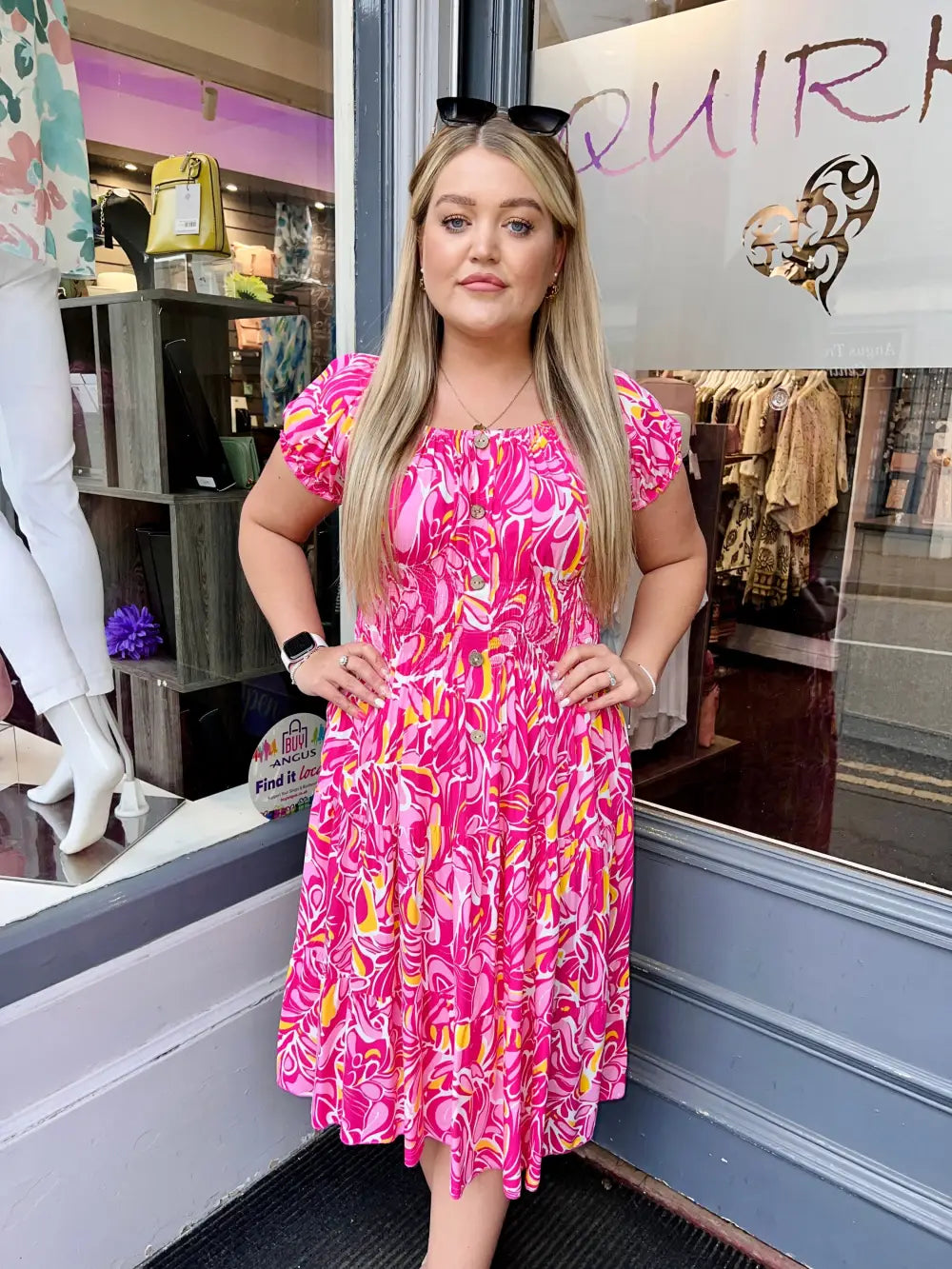 Serilla Leaf Design Midi Dress CERISE