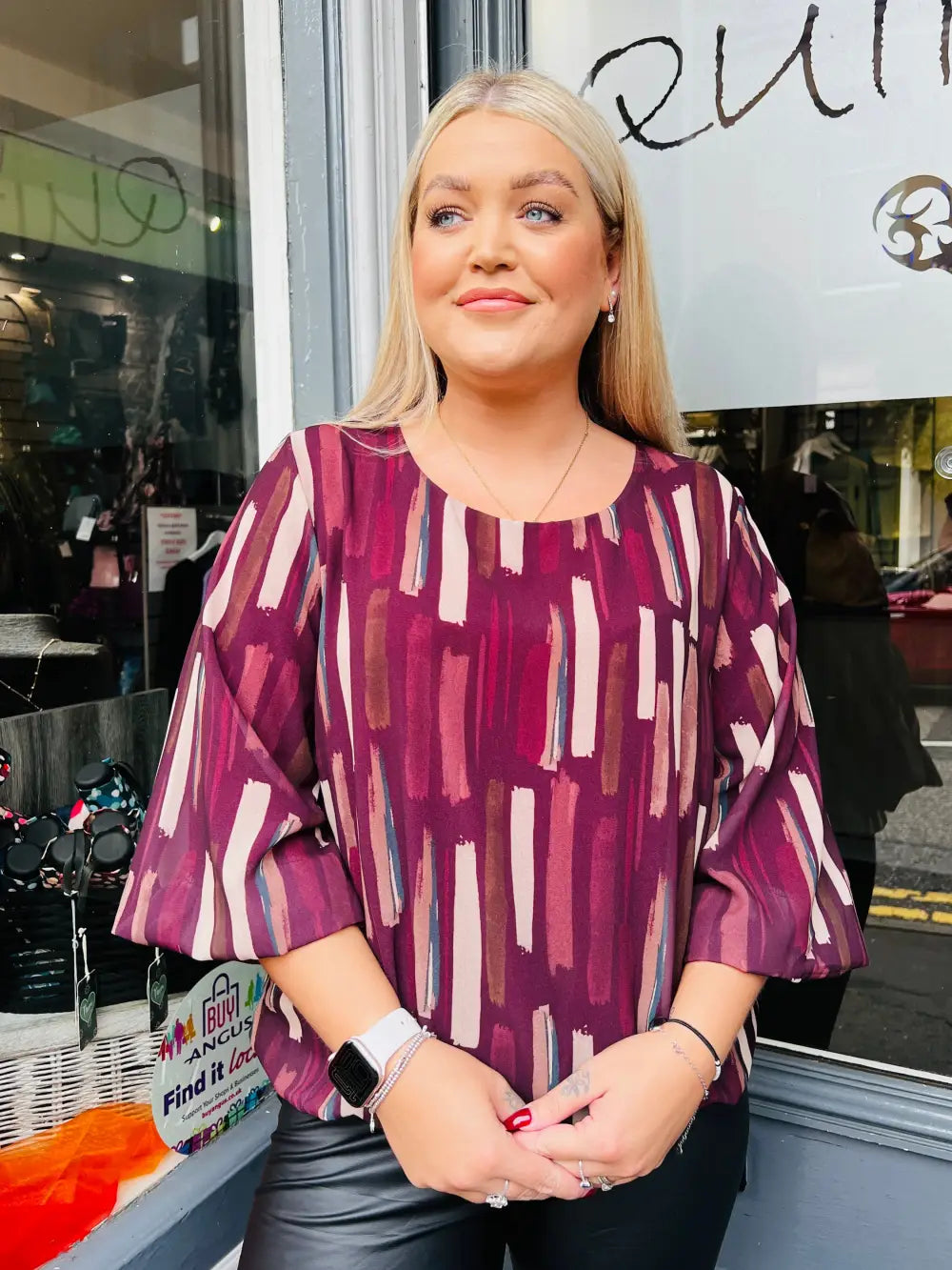 Sofia Chiffon Bubble Hem Blouse WINE - Blouse