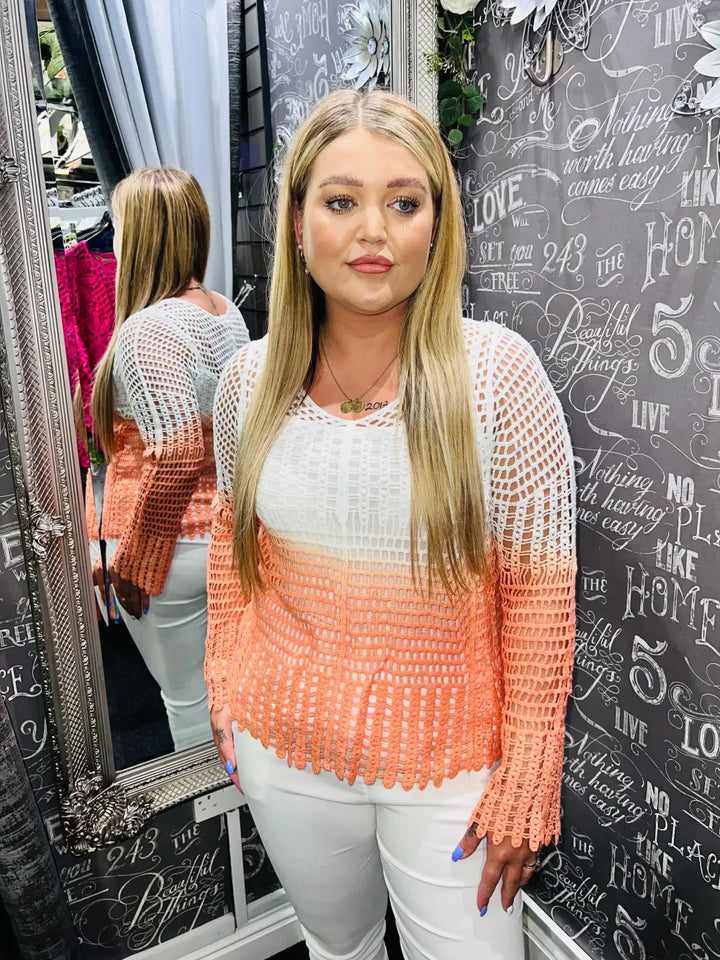 Sonya Long Sleeve Crochet CORAL