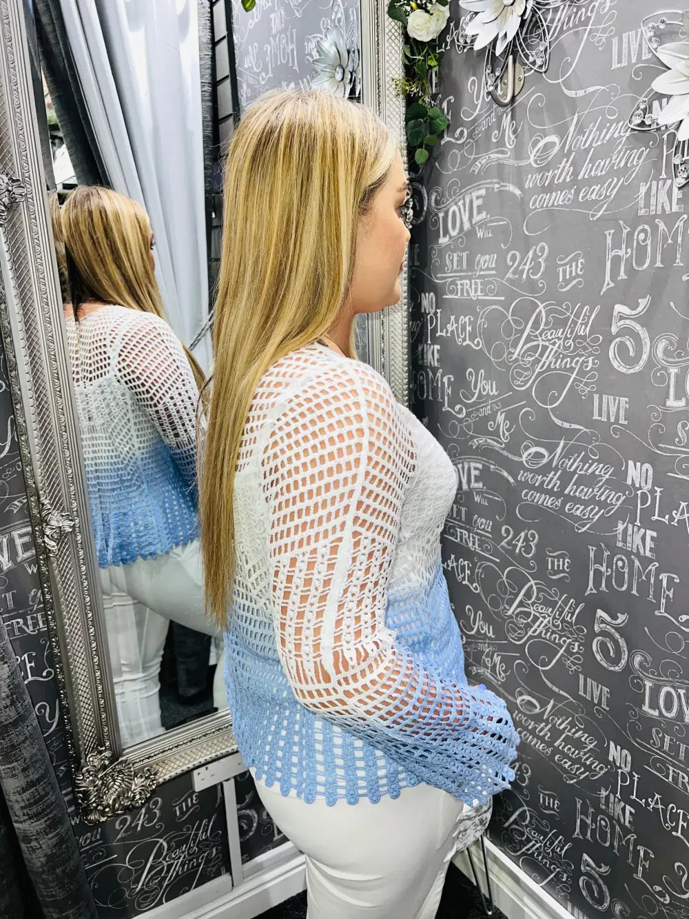 Sonya Long Sleeve Crochet DENIM