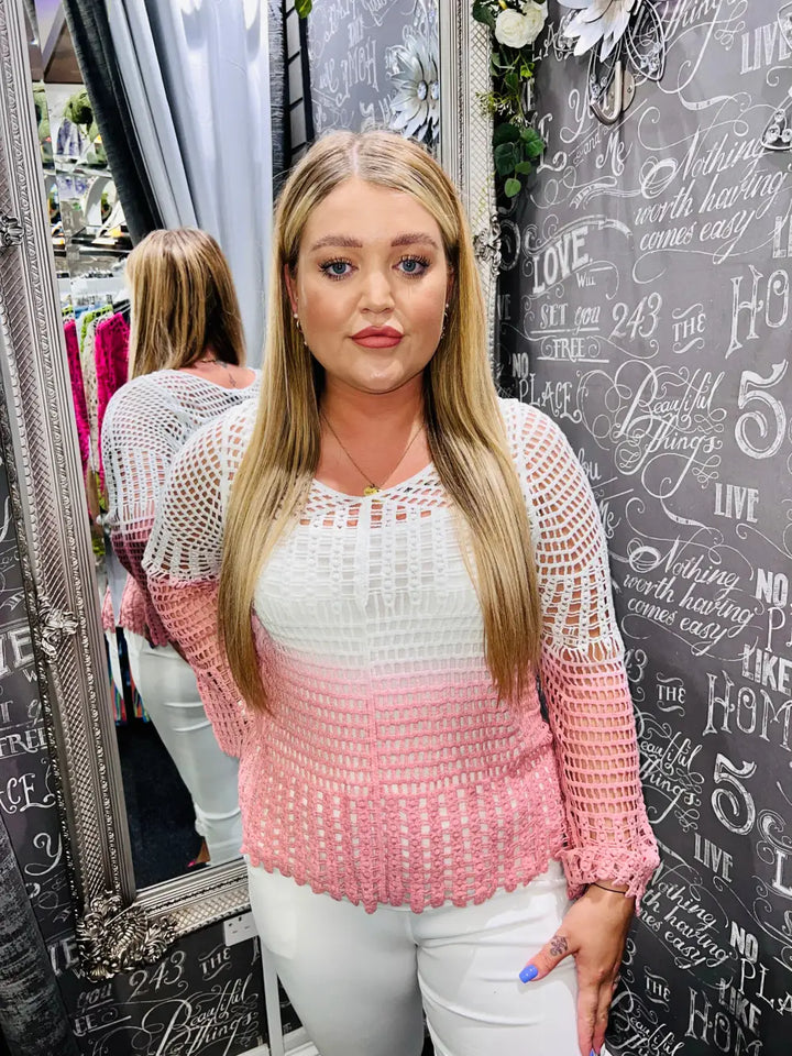 Sonya Long Sleeve Crochet DUSKY PINK