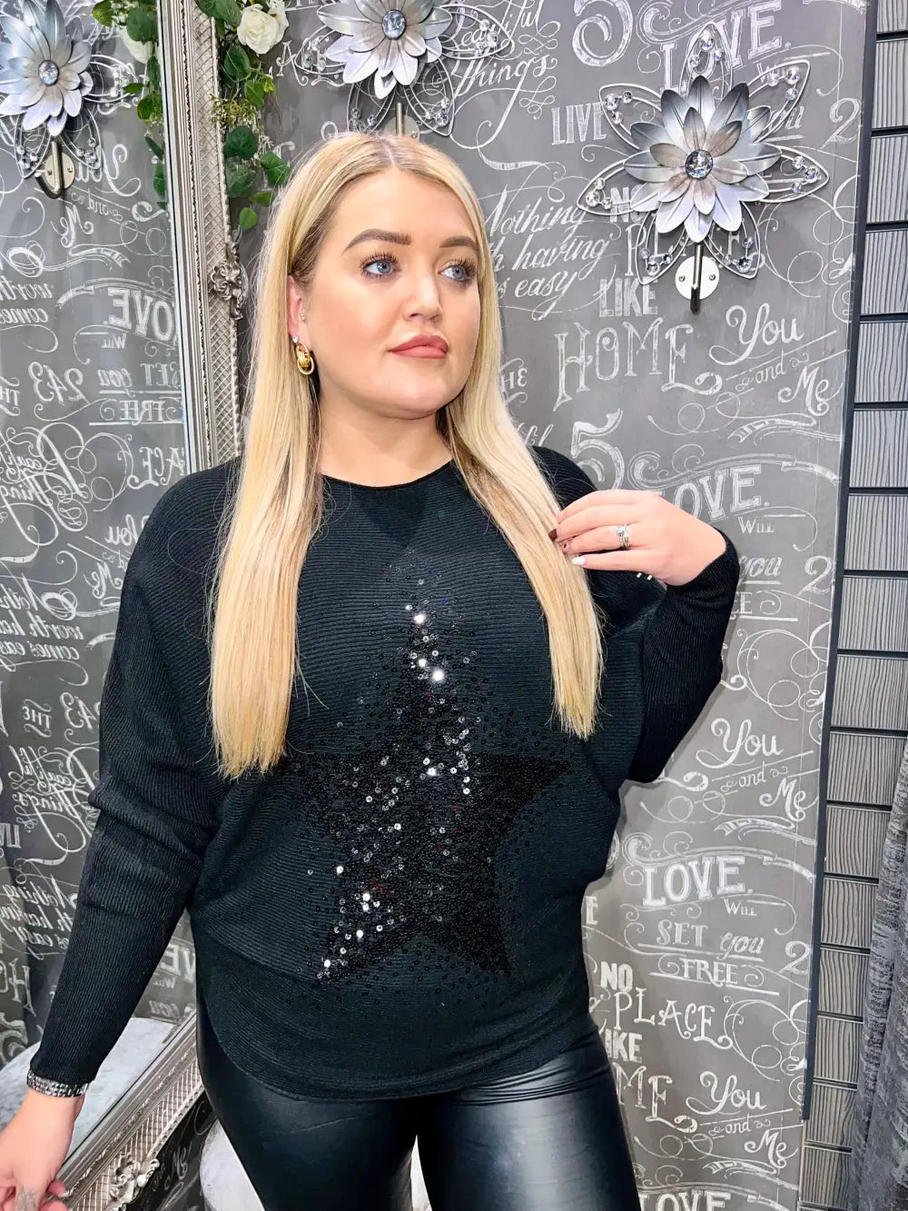 Sparkle Star Jumper BLACK - Knitwear