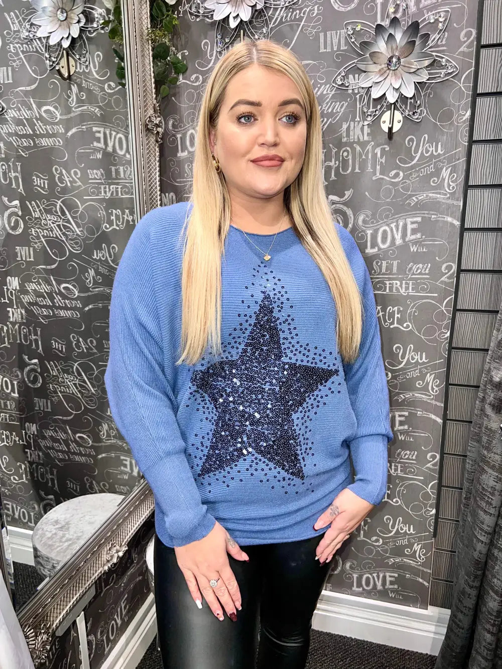 Sparkle Star Jumper DENIM - Knitwear