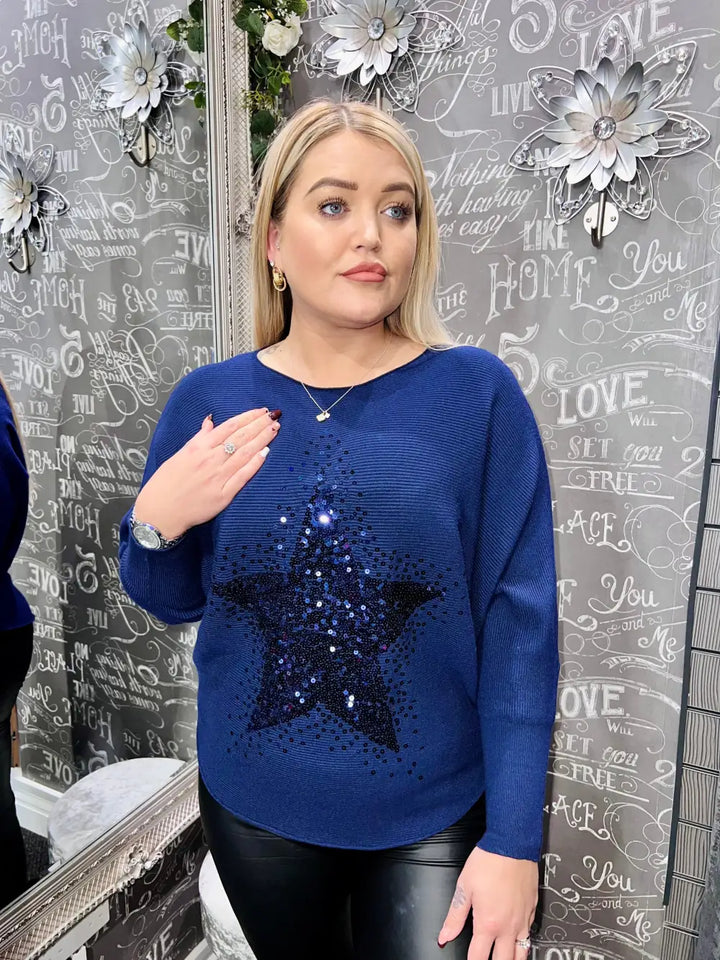 Sparkle Star Jumper NAVY - Knitwear