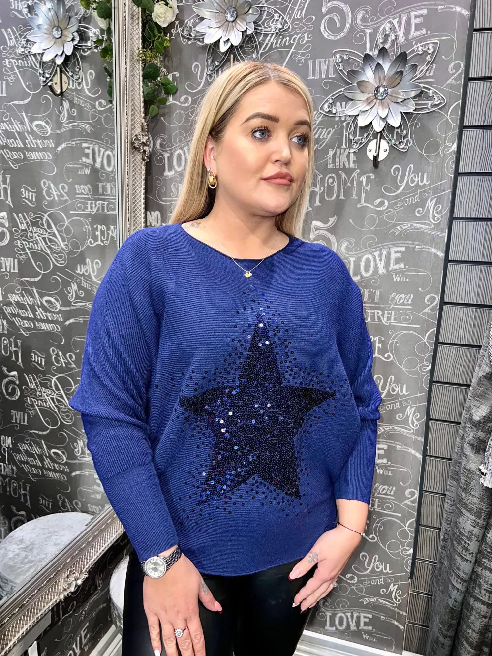 Sparkle Star Jumper NAVY - Knitwear