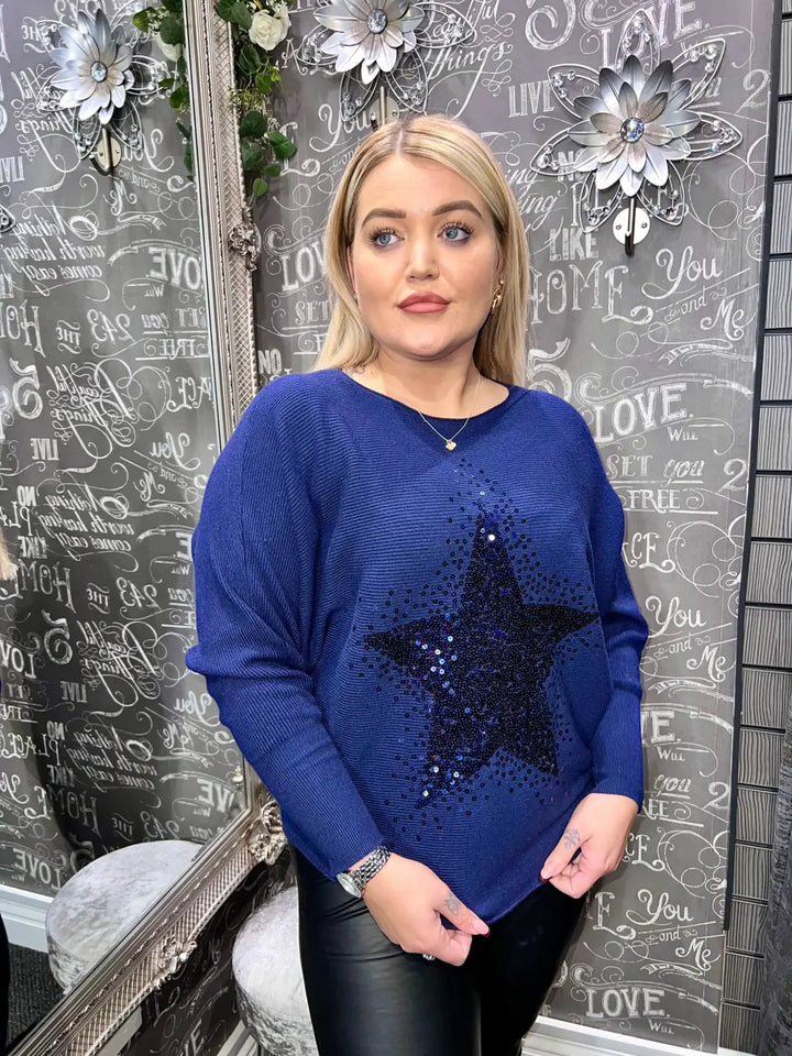 Sparkle Star Jumper NAVY - Knitwear