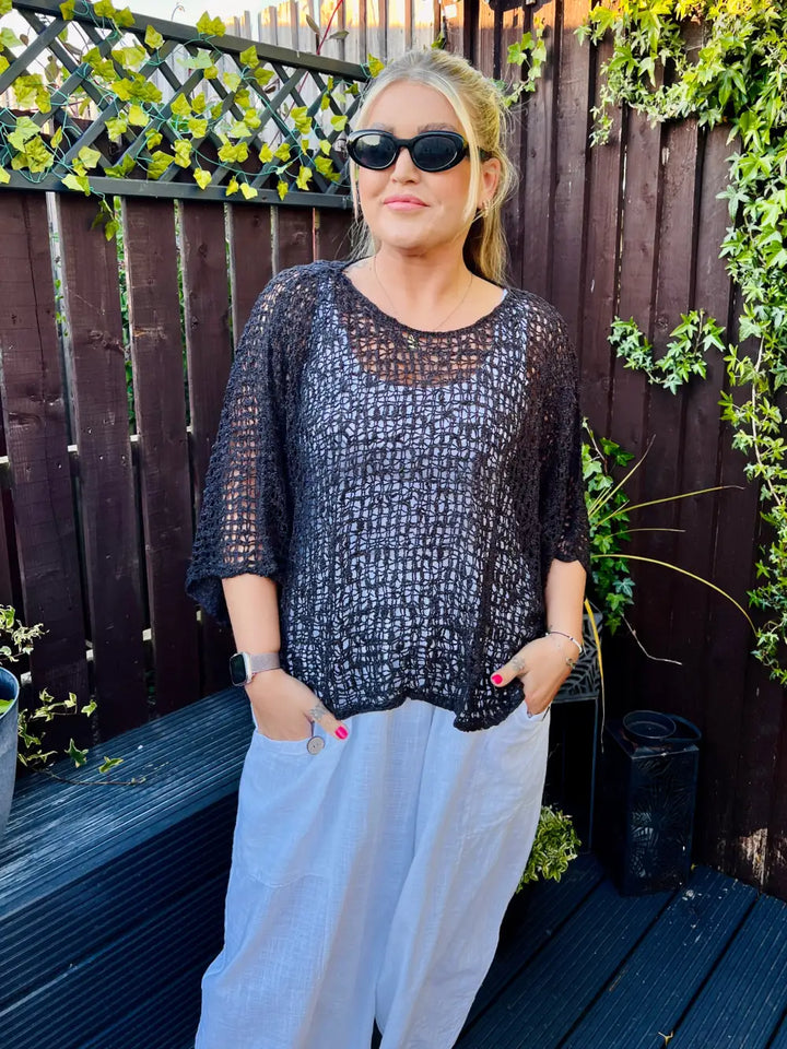 Tabitha Popcorn Jumper BLACK
