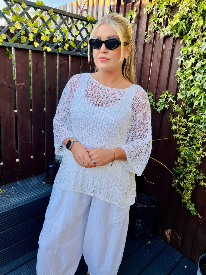 Tabitha Popcorn Jumper WHITE