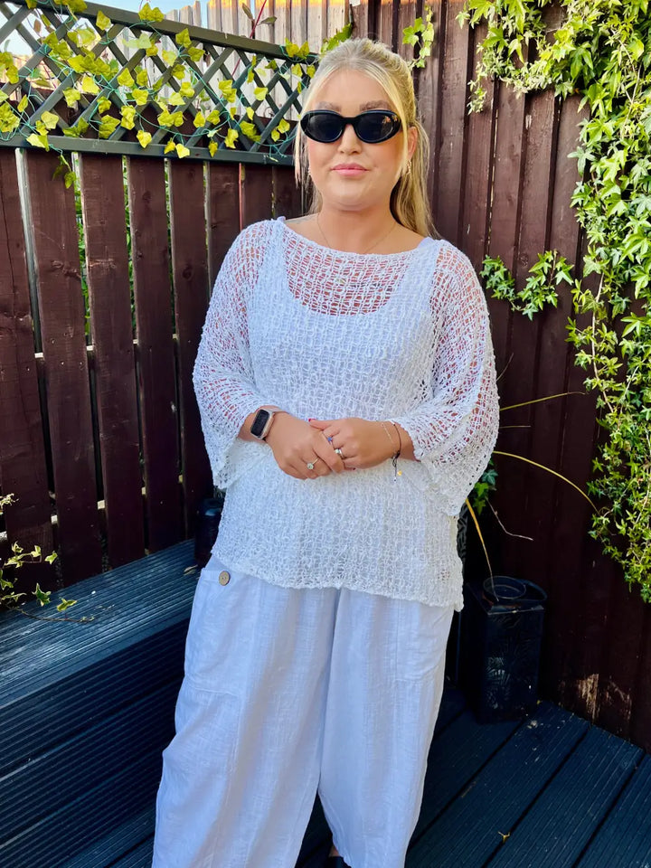 Tabitha Popcorn Jumper WHITE