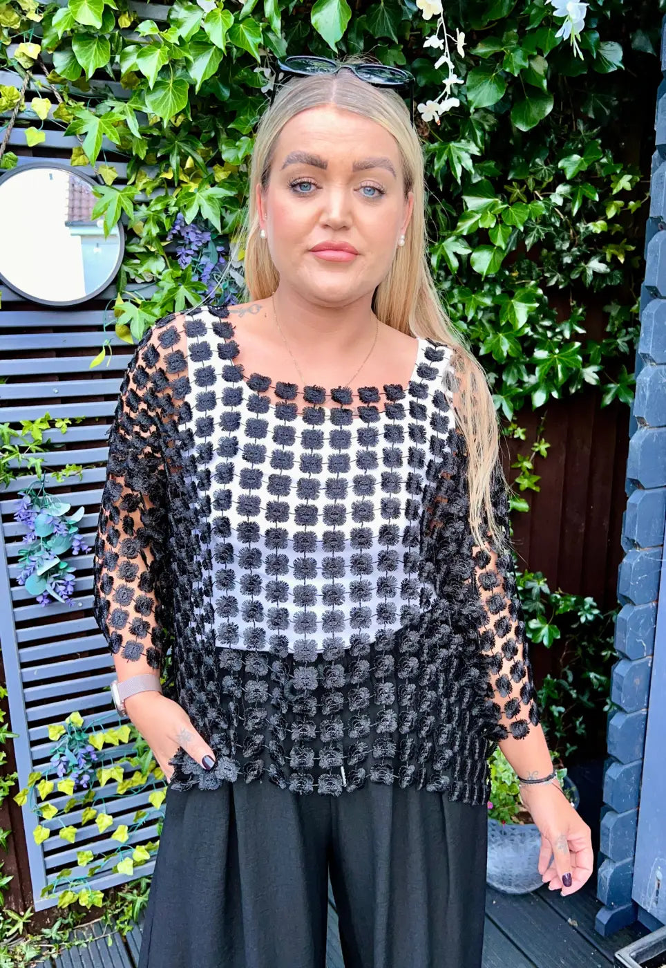 Taryn Floral Lace Top BLACK