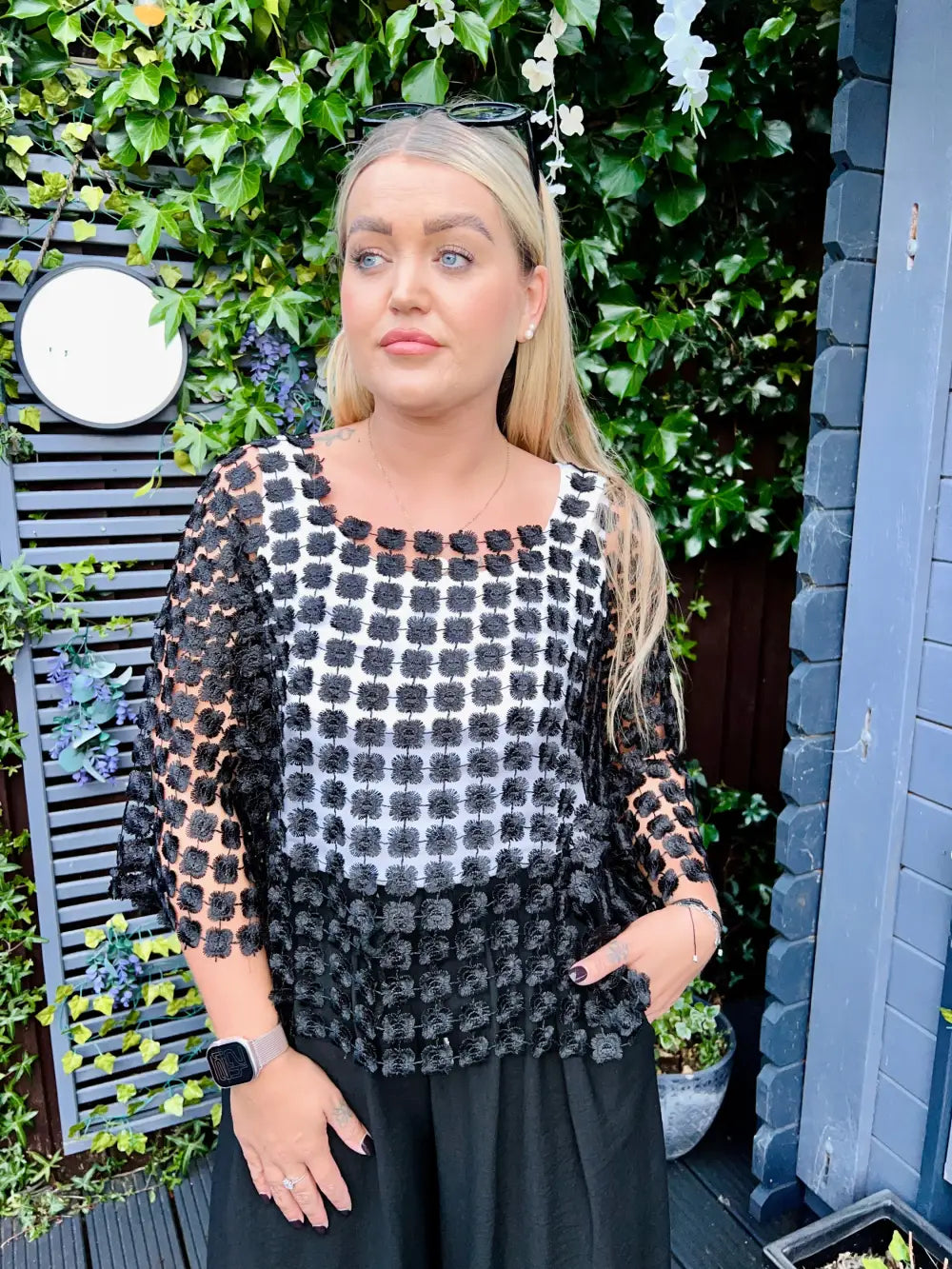 Taryn Floral Lace Top BLACK