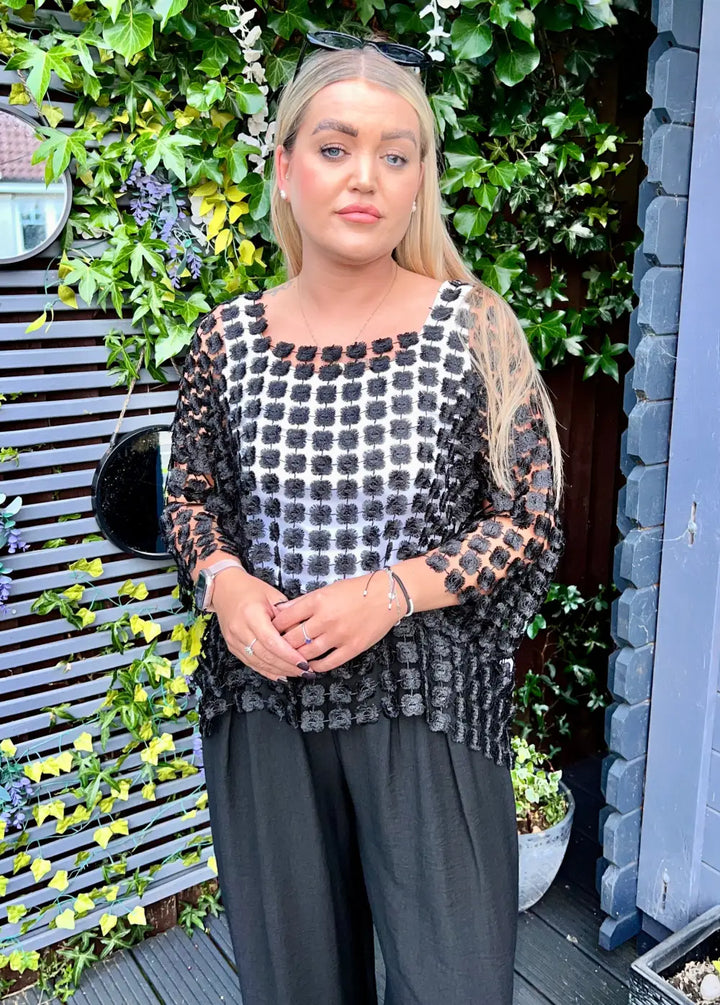 Taryn Floral Lace Top BLACK