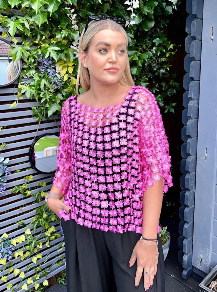 Taryn Floral Lace Top CERISE