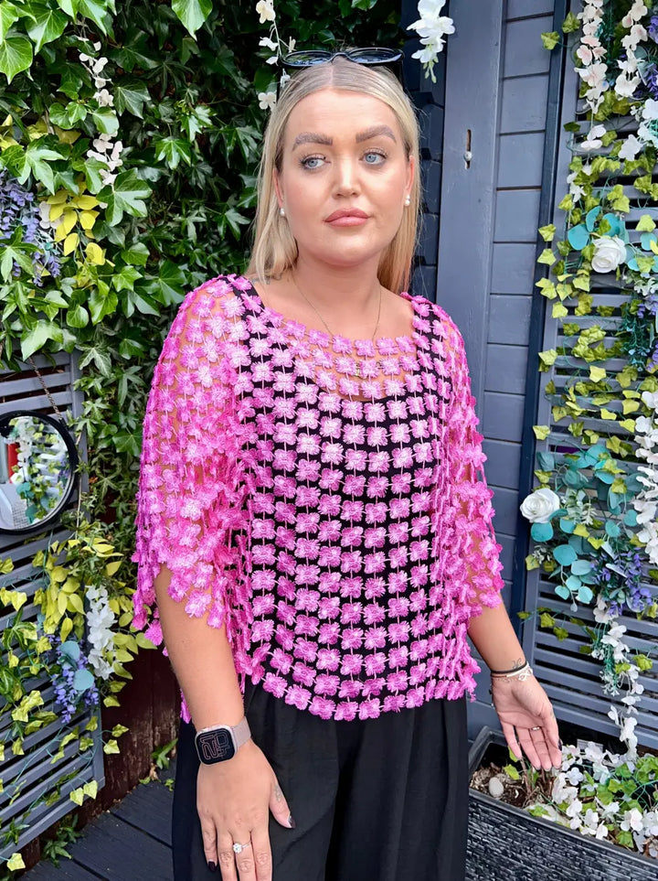 Taryn Floral Lace Top CERISE