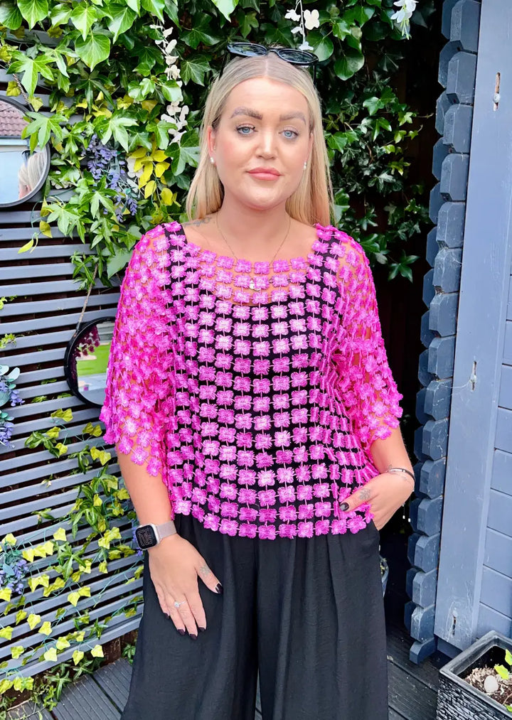 Taryn Floral Lace Top CERISE