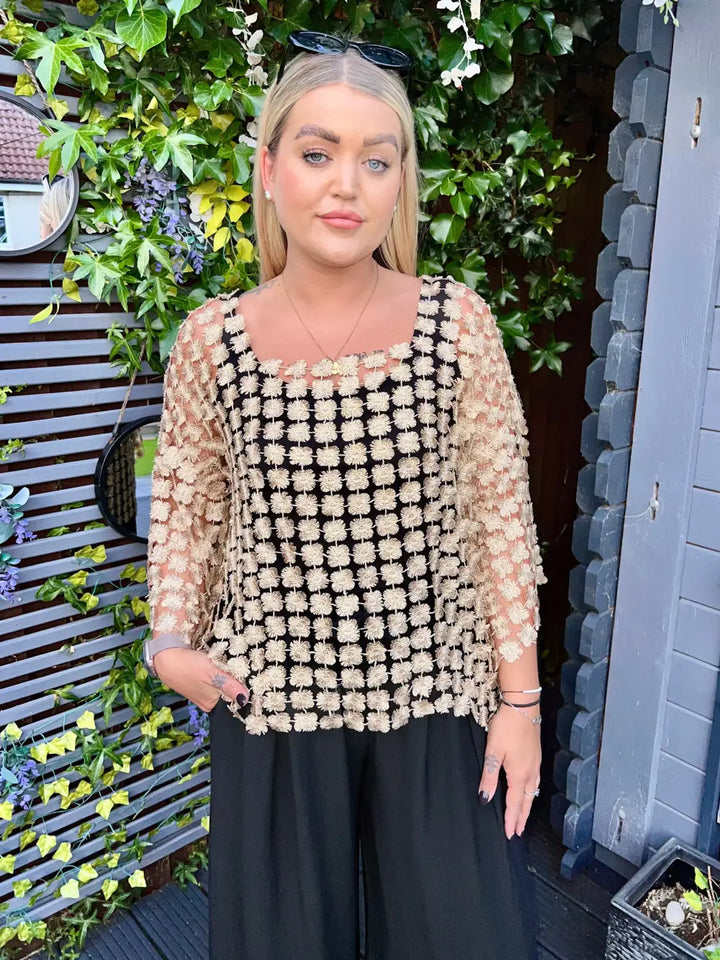 Taryn Floral Lace Top GOLD