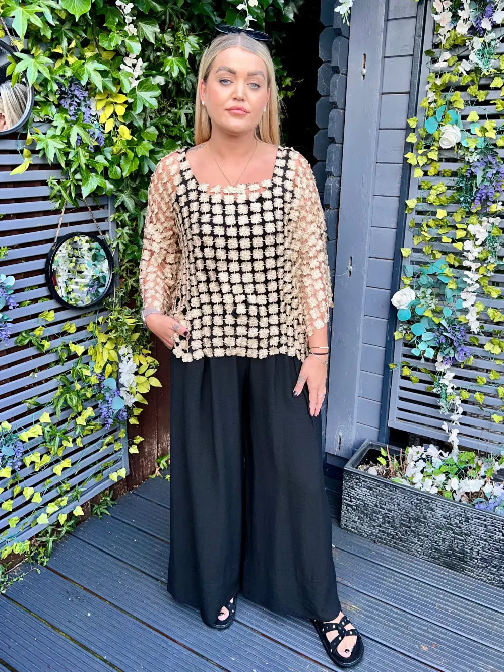Taryn Floral Lace Top GOLD