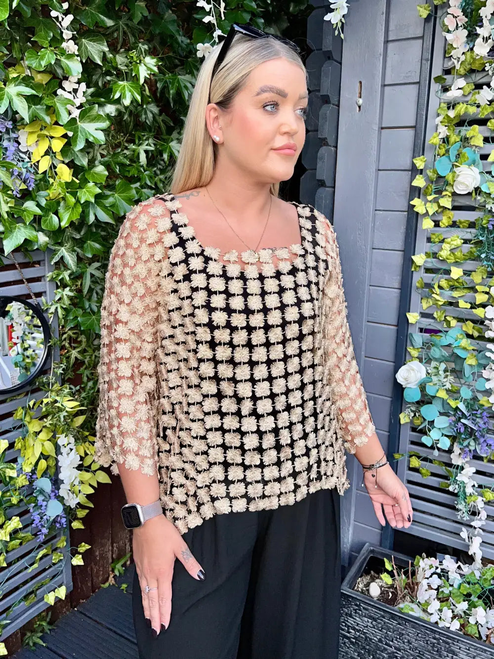 Taryn Floral Lace Top GOLD