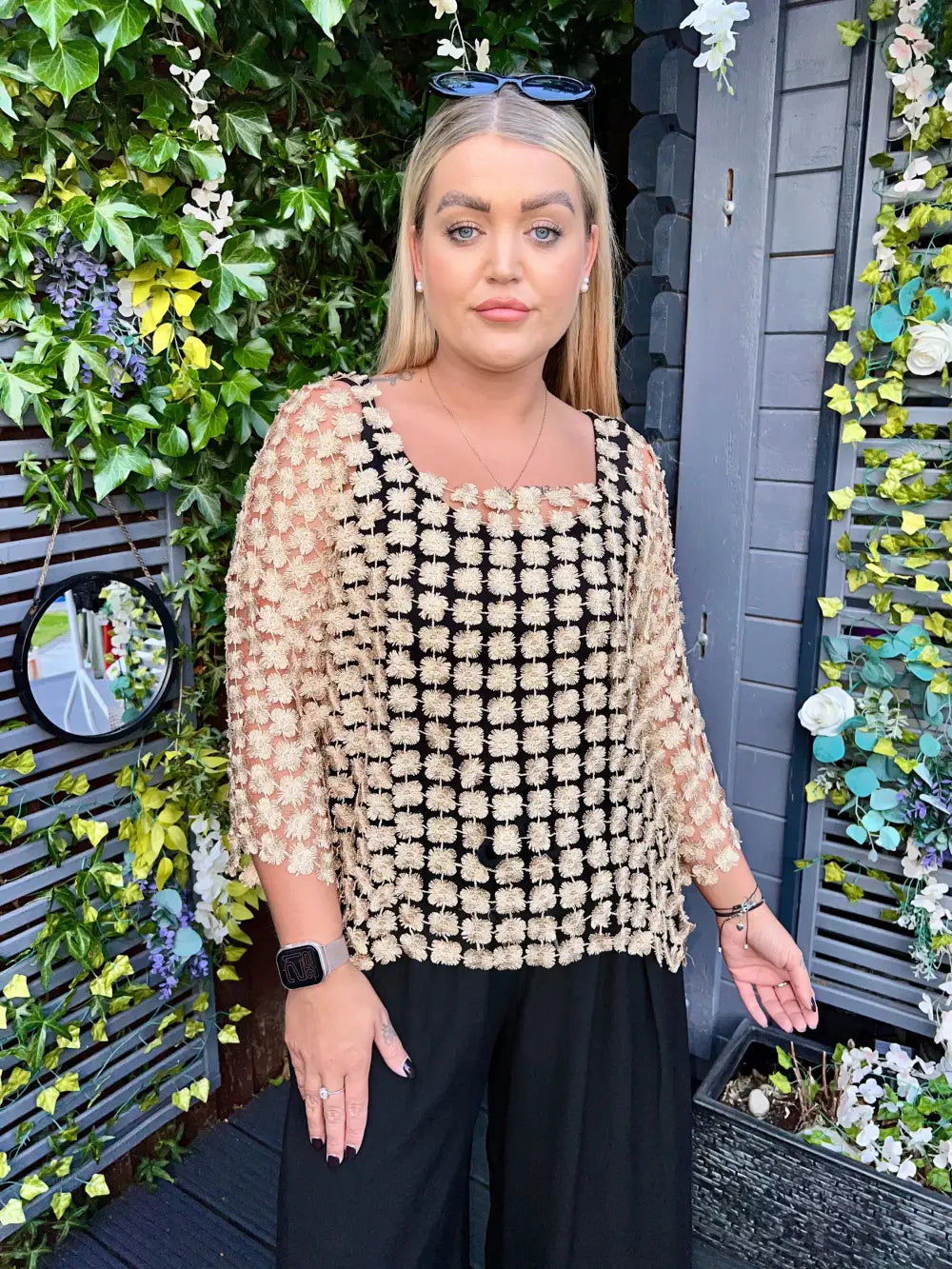Taryn Floral Lace Top GOLD