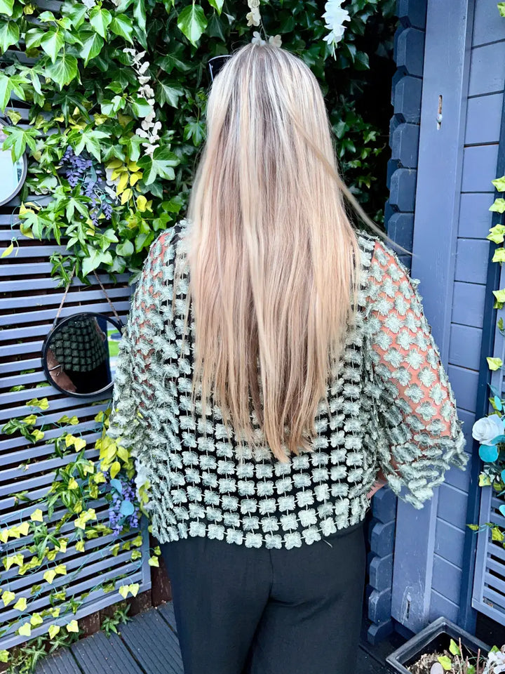 Taryn Floral Lace Top KHAKI