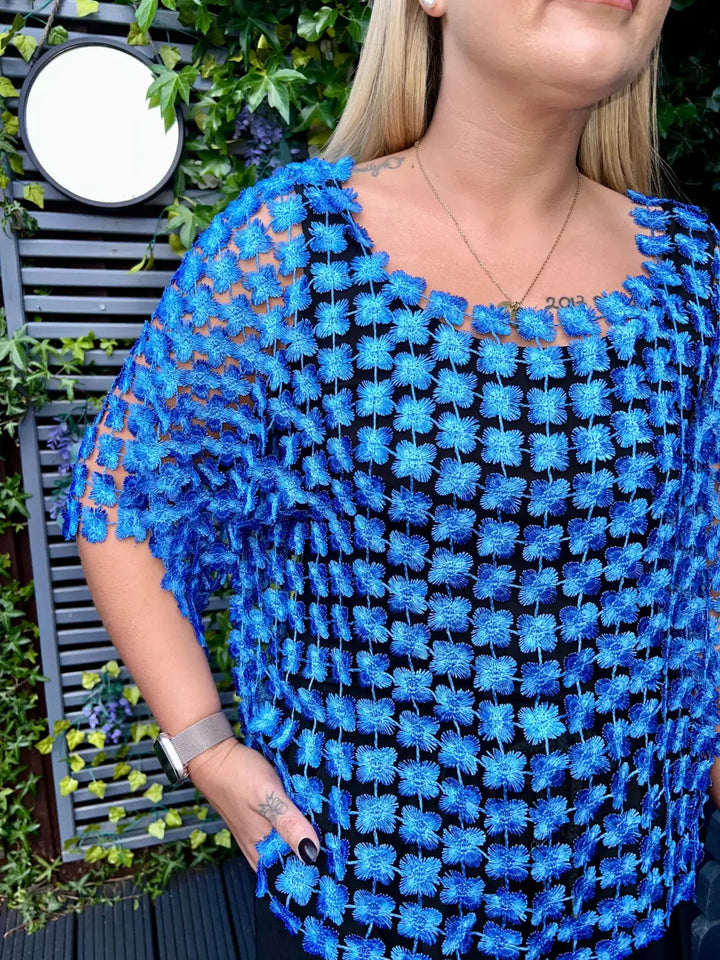 Taryn Floral Lace Top ROYAL