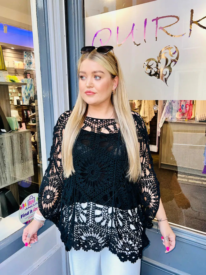 Tasha Crochet and Vest BLACK