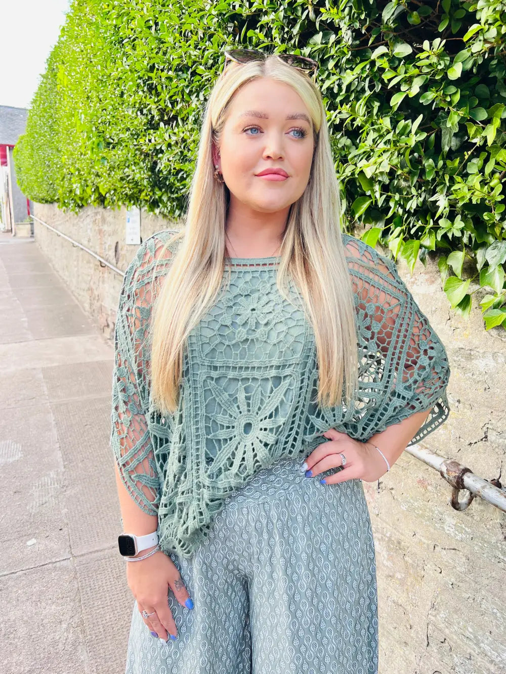 Teagan Floral Crochet and Vest KHAKI