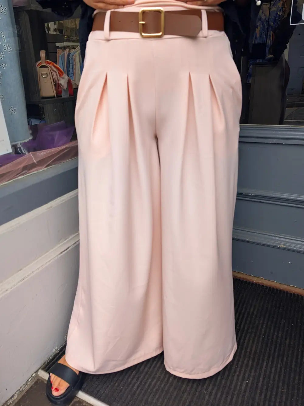 Thea Belted Wide Leg Trousers PALE PINK