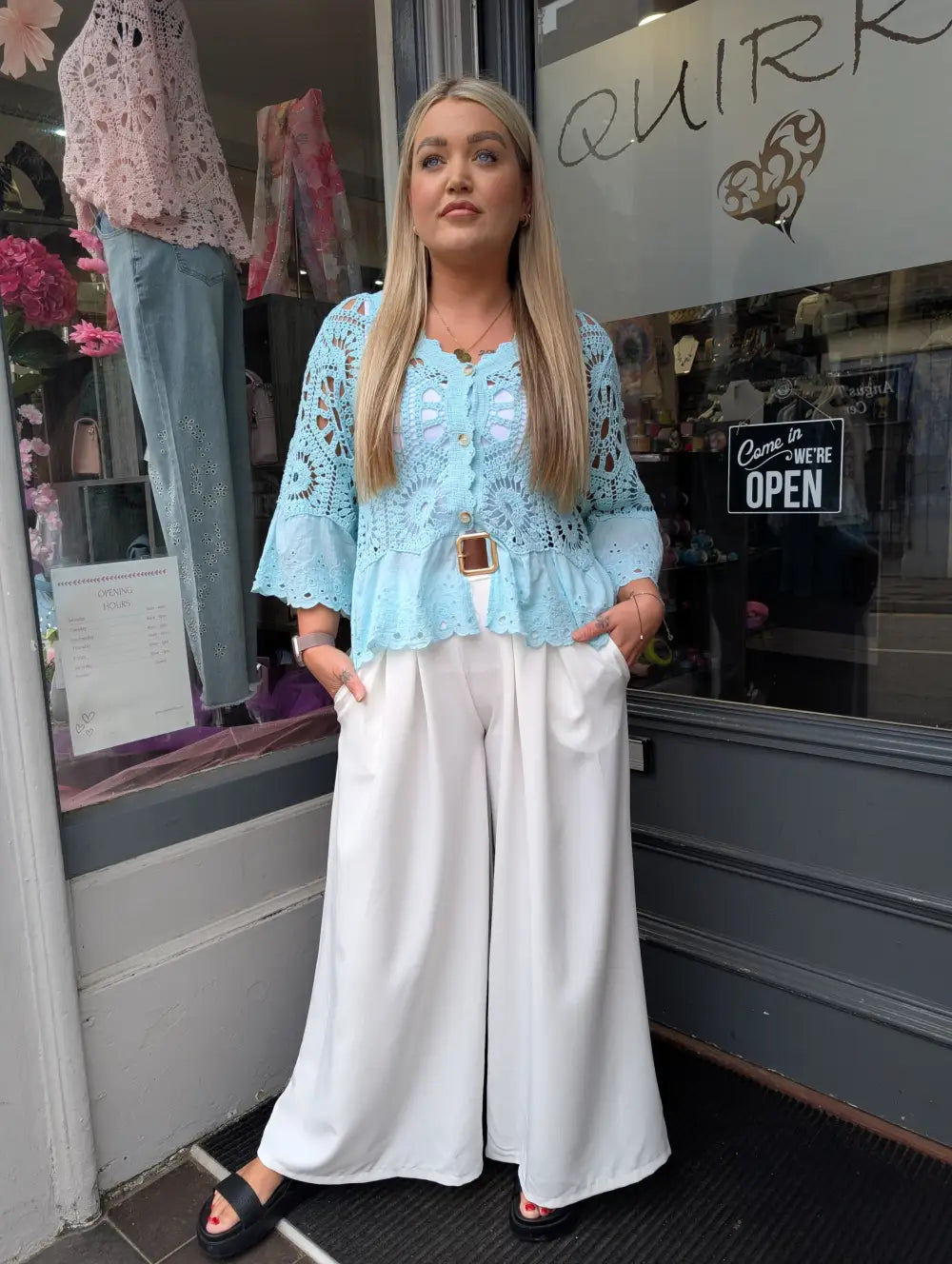 Thea Belted Wide Leg Trousers WHITE