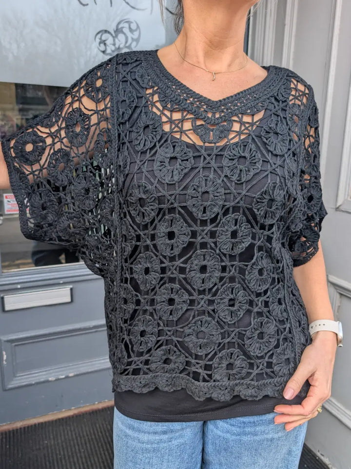Tilly Crochet Top BLACK