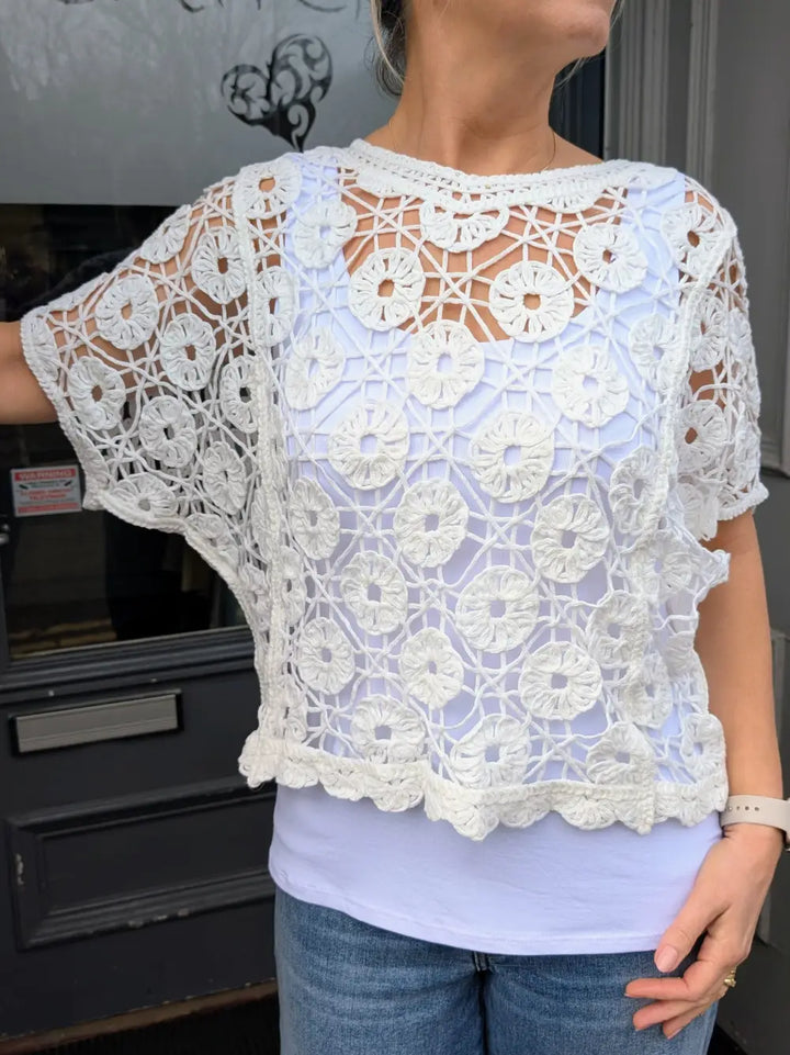 Tilly Crochet Top WHITE