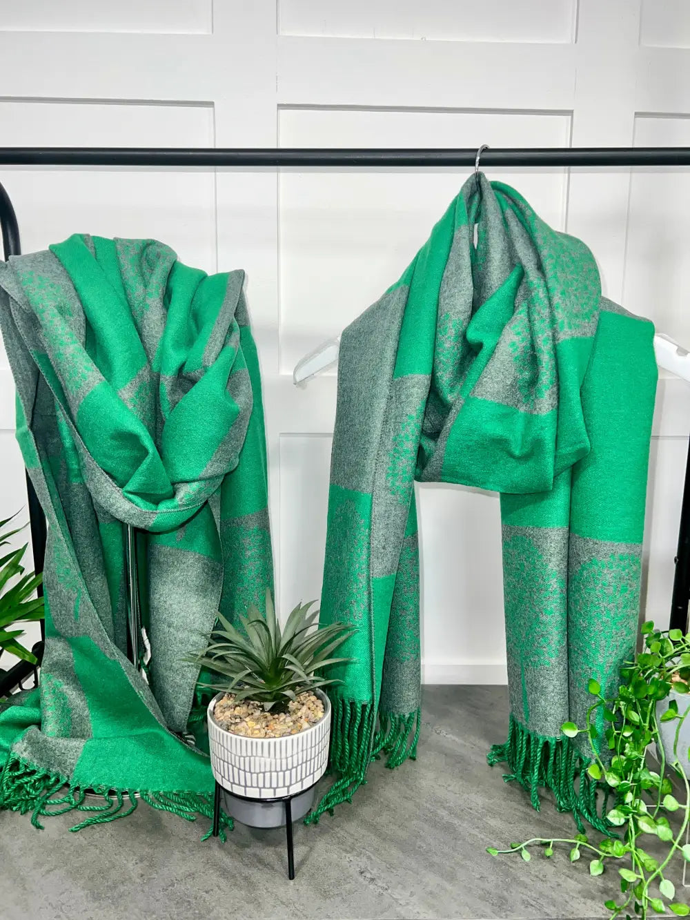 Tree Scarf Squares Cashmere Mix GREEN