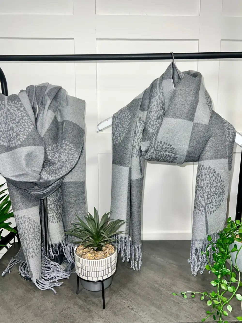 Tree Scarf Squares Cashmere Mix GREY