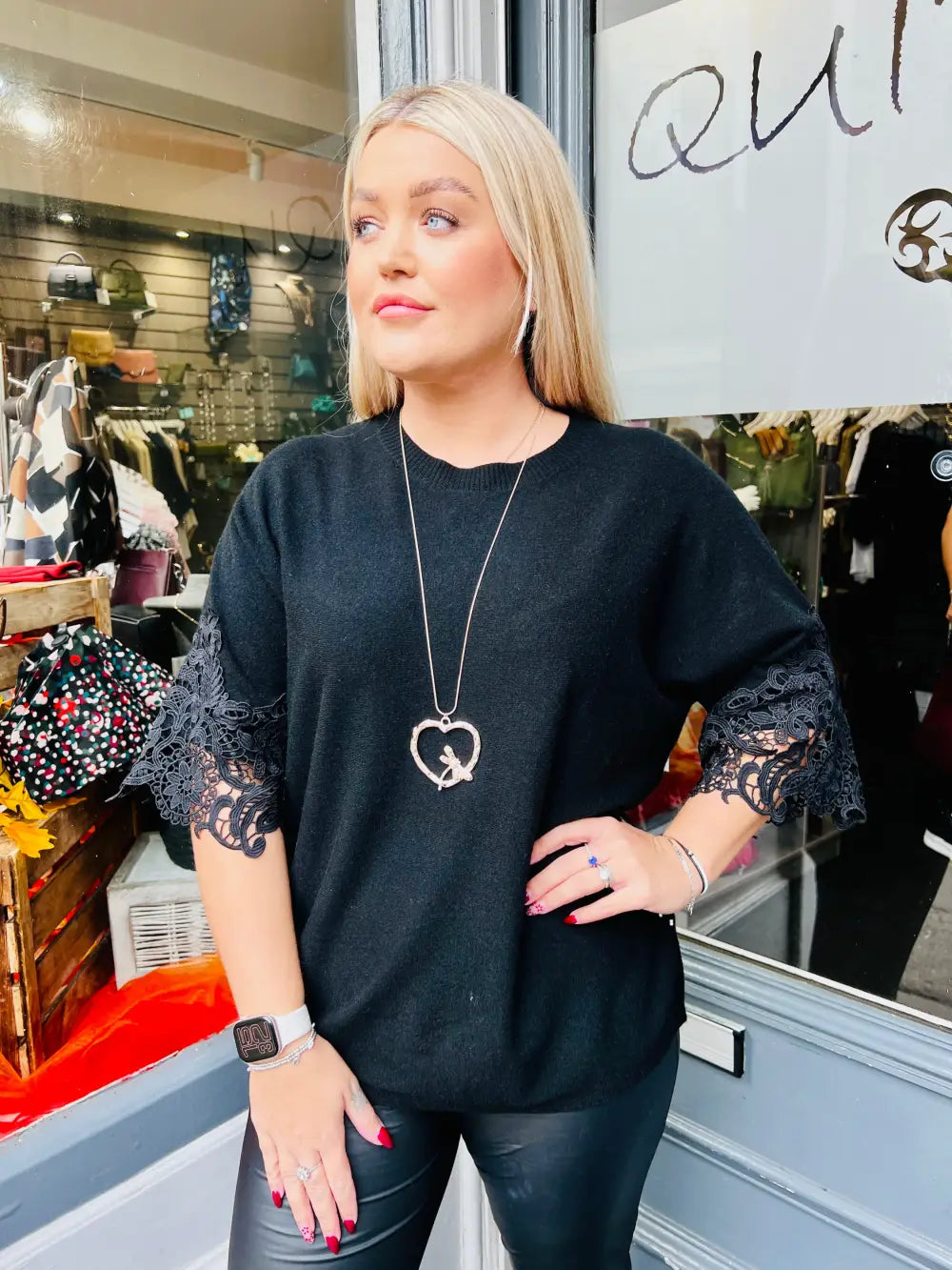 Tula Lace Sleeve Jumper BLACK