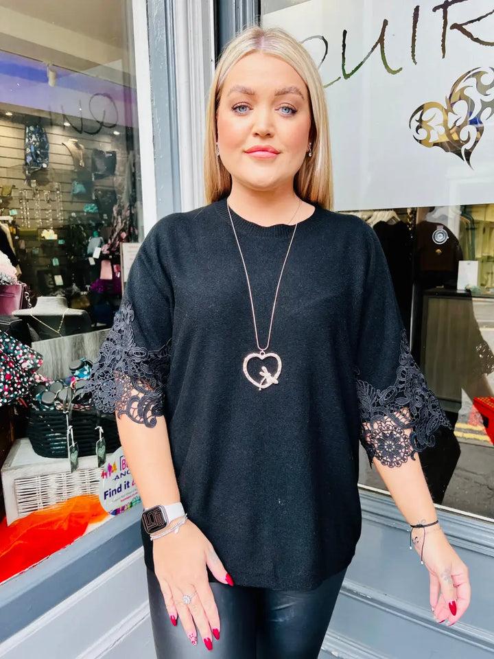 Tula Lace Sleeve Jumper BLACK
