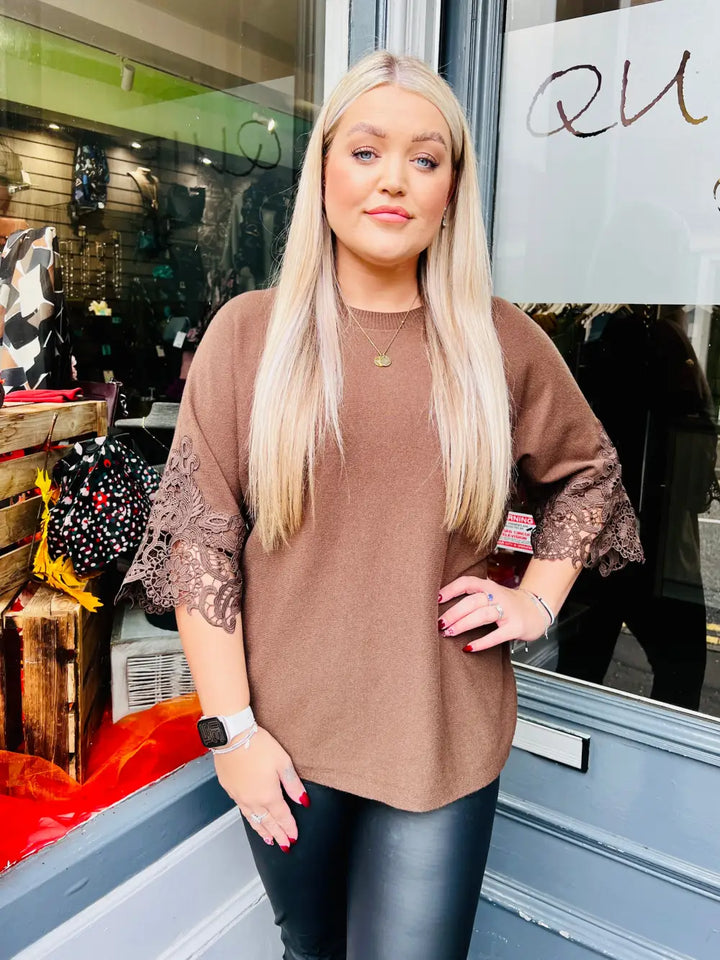 Tula Lace Sleeve Jumper CHOCOLATE