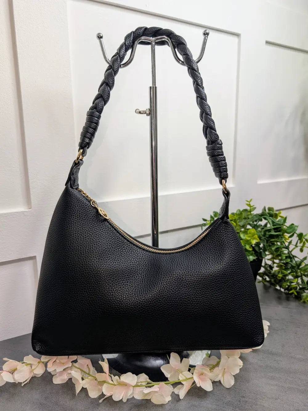 Tulisa Braided Strap Handbag BLACK