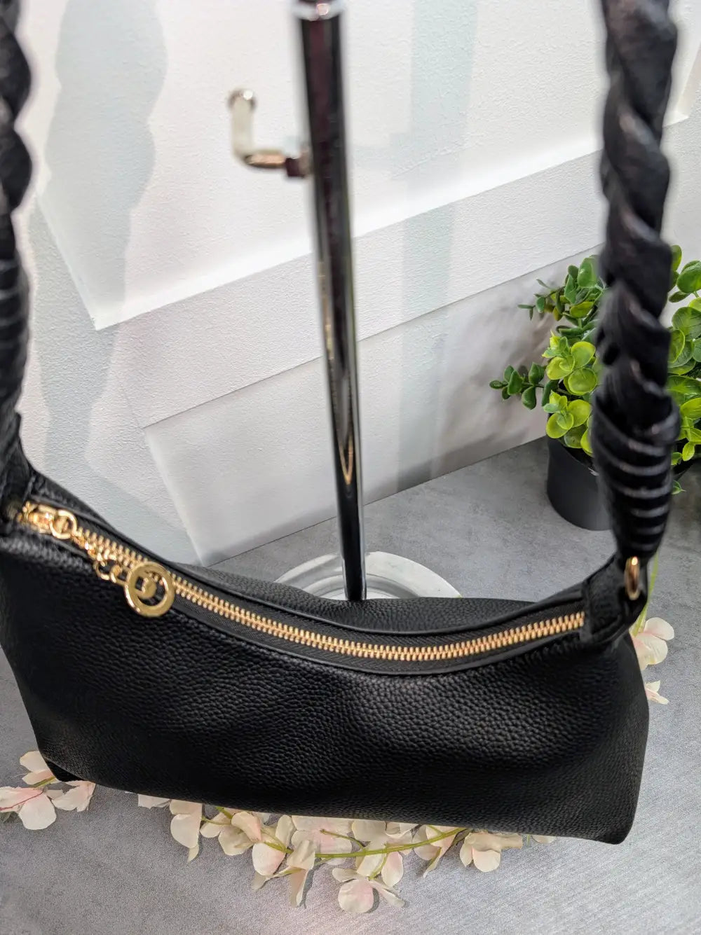 Tulisa Braided Strap Handbag BLACK